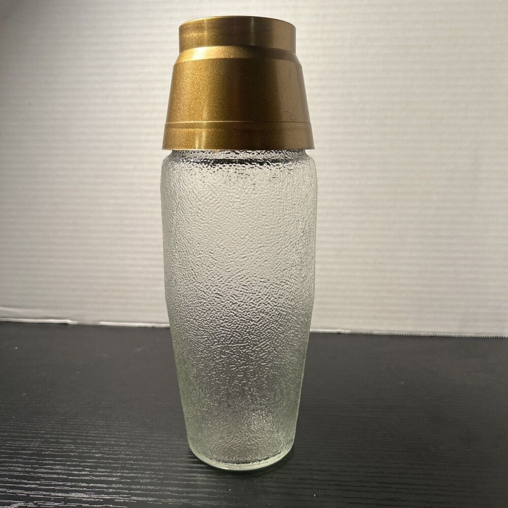 Vintage Mcm Hocking Anchor Cocktail Shaker Atomic Shaped Top Pebbled Glass